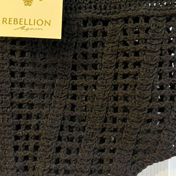 Rebellion Again Women's Black Cropped Knitted Top Size M Casual Spring - Picture 6 of 7